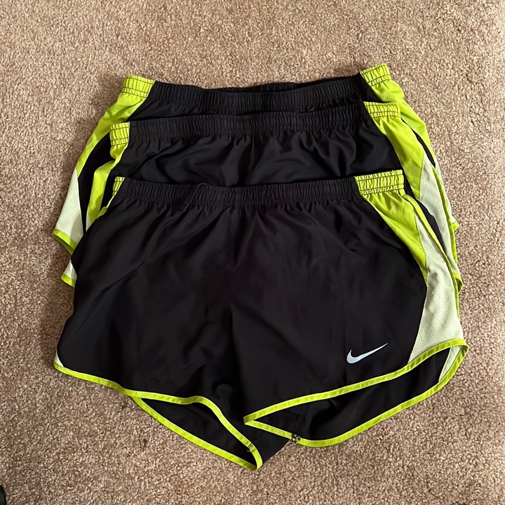 3 size medium Nike shorts, green and black
